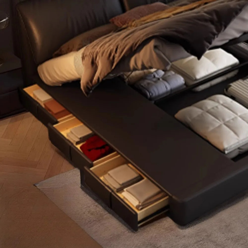 King Size Bedroom Black Bed Unique Europian Luxury Double Bed 180x200 Nightstands Somieres Y Marcos De Cama Home Decoration