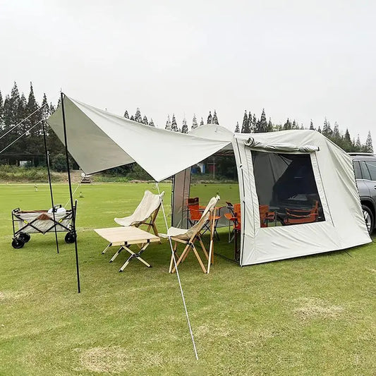 SUV MPV Car Truck Tent For Camping Car Rear Tent Waterproof 5-6 Person Auto Tail Tent Awning Beach Sunshade For Self-driving