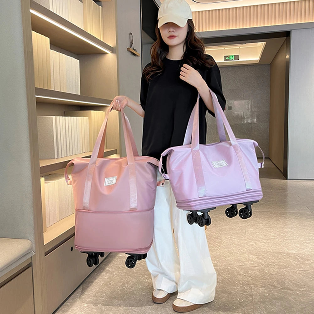 Travel Bag with Wheels Expandable Travel Duffle Bag Expansion Duffle Pack Large Capacity Luggage Rolling Bag Handbag Luggage Bag