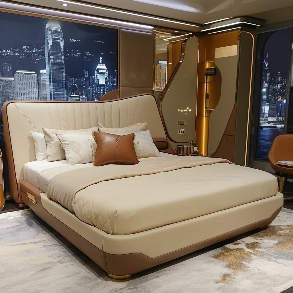 Fashionable King Size Bed Frame Luxury Designr Dream Bedroom Cozy Large Sleeping Area Perfect Restful Nights Home Decoration