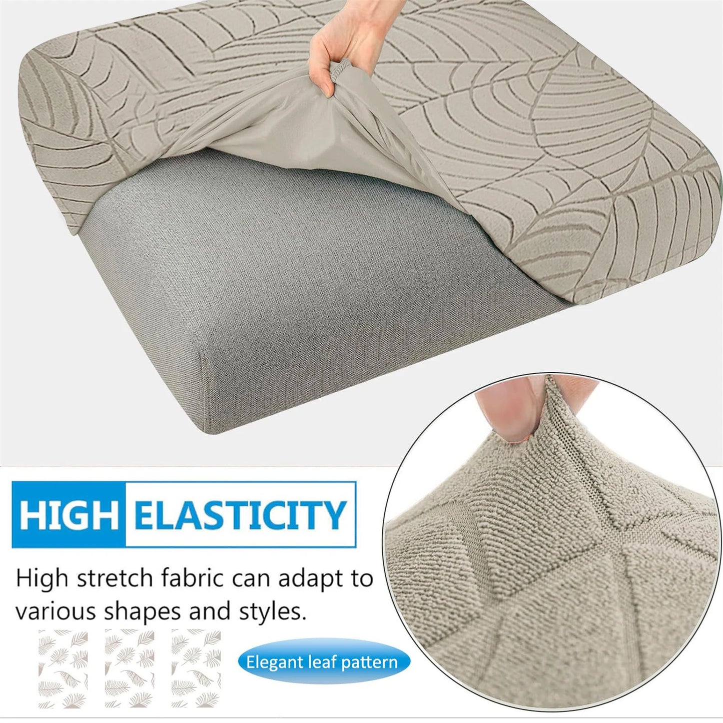Leaf Pattern Jacquard Sofa Cushion Cover Elastic Patio Sofa Covers Outdoor Non-Slip Individual Sofa Protector Garden