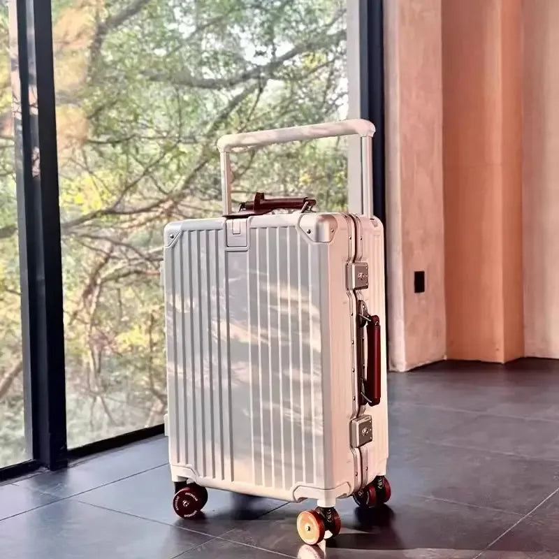 Wide Handlebar Suitcase Rolling Luggage Large Capacity Aluminum Frame Trolley Case with Colorful Silent Spinner Wheels TSA Lock