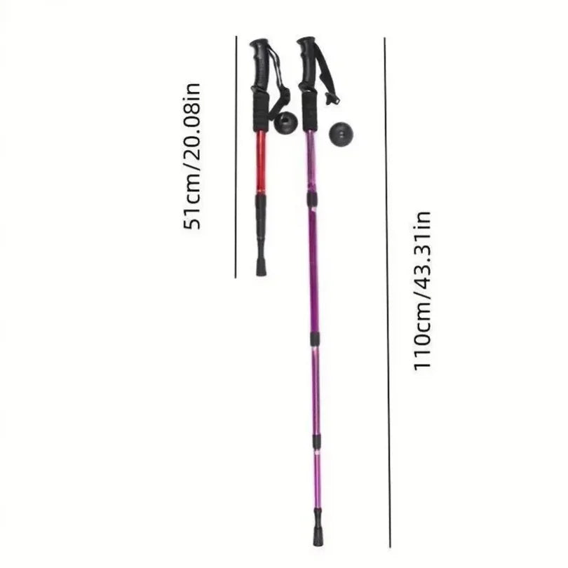 Trekking Poles Shock Absorption Foldable Ultralight Hiking Pole Suitable For Outdoor Camping Mountaineering Backpacking Trip