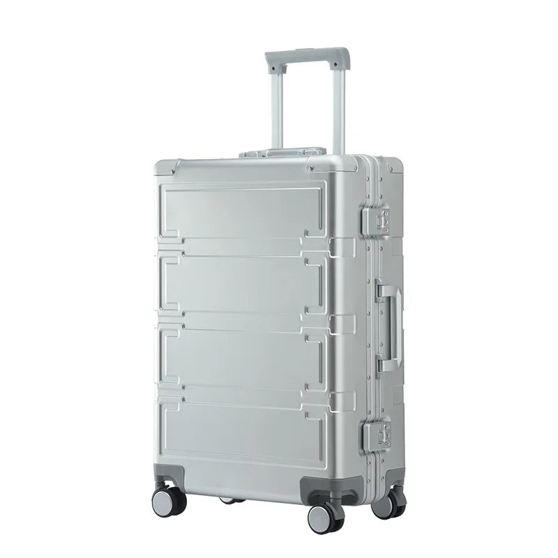 German all-aluminum luggage men women student fashion trolley suitcase metal aluminum travel luggage luxury boarding case