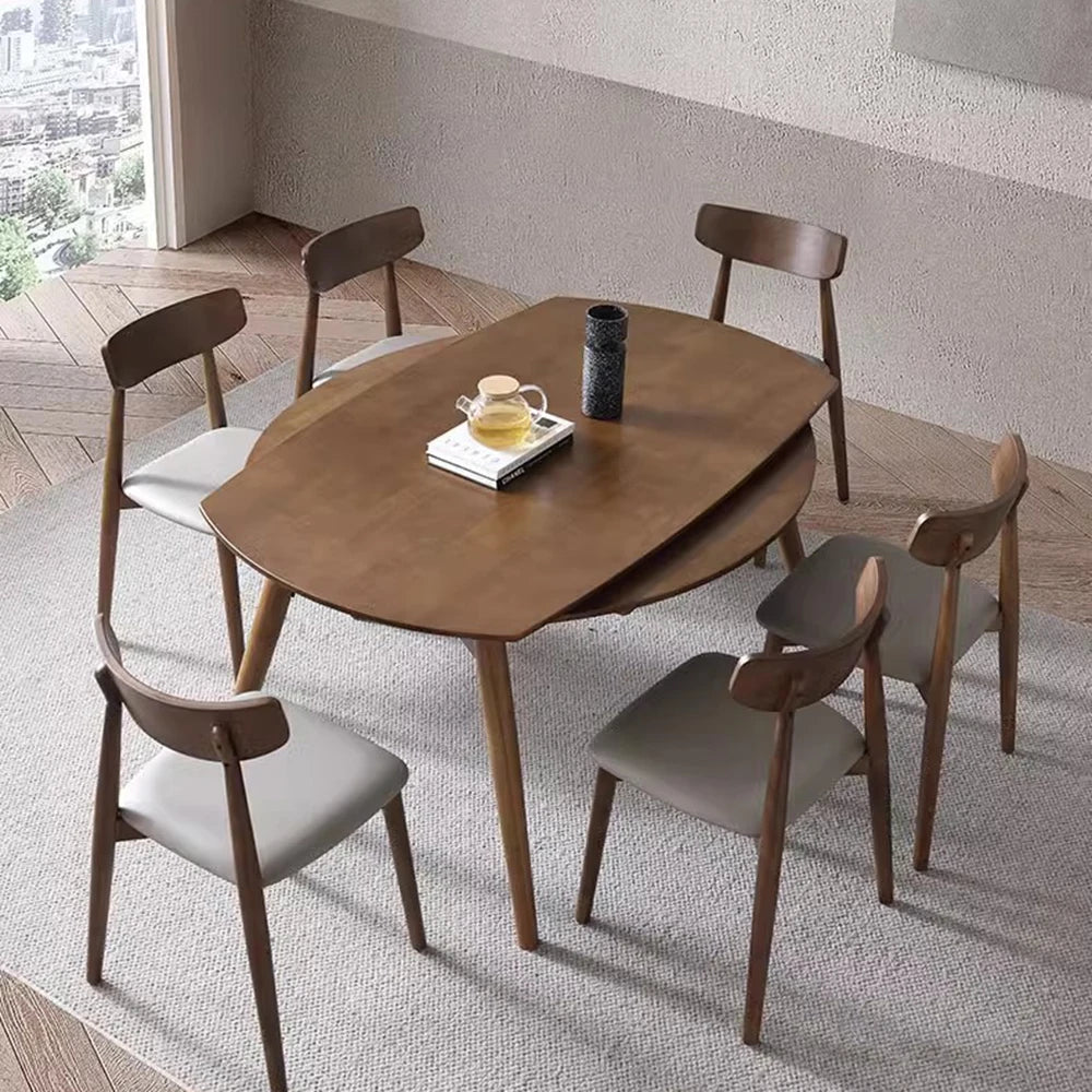 Household Living Dining Table Luxury Extendable Heat Resistance Dining Table 8 Seater Retro Style Mesa Plegable Home Decoration
