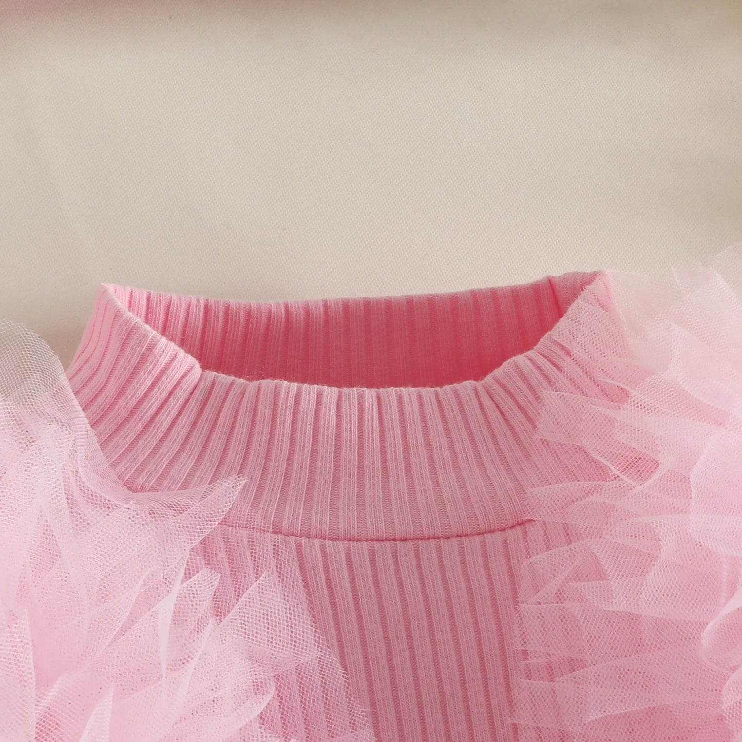 Baby Girl ClothesTulle Trim 2Pcs Sets 0-3Y Baby Dresses Long Sleeve Top and Button Accent Skirt for Newborn Girls Party Outfit