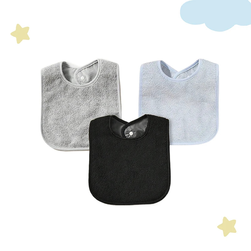 4Pcs/3Pcs Baby Girl Boy Feeding Bibs Soild Color Waterproof Towel Kids Bandanas Burp Cloths