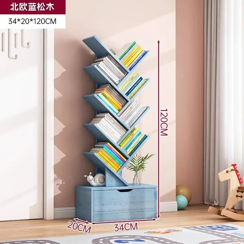 Bookshelf,Floor Standing Storage Rack,Living Room Tree Shaped Bookshelf Against The Wall,Multi-layer Narrow Seam Storage Cabinet