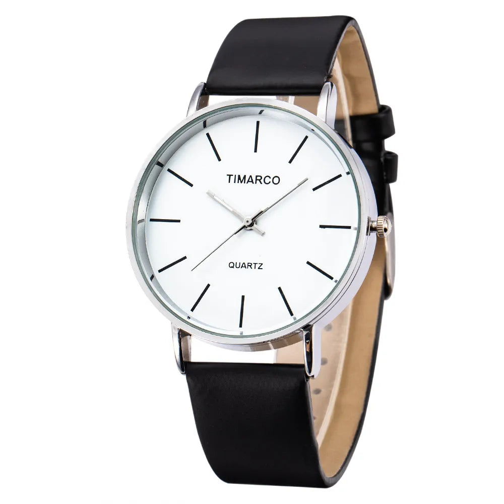 Men's Watches Fashion Metal Round Dial Analog Quartz Watch for Men Women Leather Band Wristwatch Casual Trend Simple Male Clock