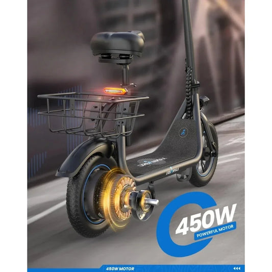 tt for  C1/C1 Pro Electric Scooter with Seat, 450W Powerful Motor up to 22/25 Miles Range, Foldable Electric Scooter for Adults