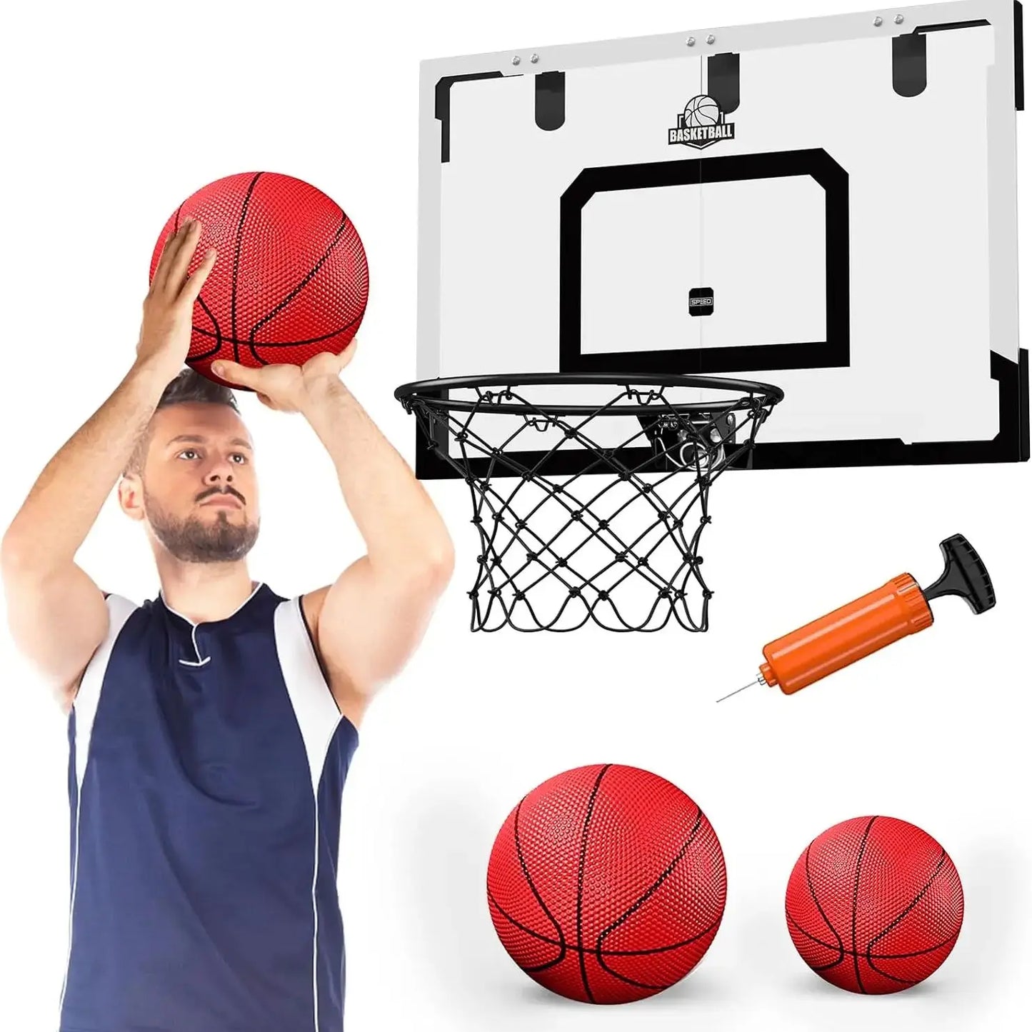 Indoor Basketball Hoop Set for Adults,Family Basketball Game for Door & Wall,Gift for Teens, and Adults,Halloween/Christmas