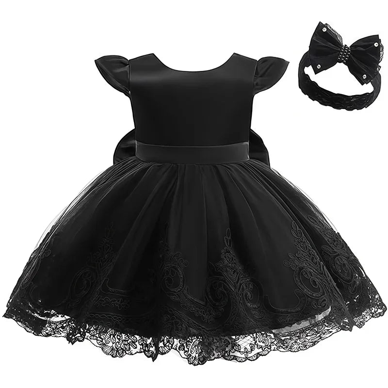 Baby Girl Clothes For 1st Birthday Evening Dresses Infant Dress Gown Elegant Girls Party Dresses Toddler Black Princess Dress