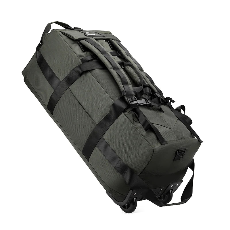 80L Rolling Duffle Bag with Wheels 31" Heavy-Duty Foldable Travel Duffel Bag Water-Resistant Wheeled Luggage with Shoulder Strap