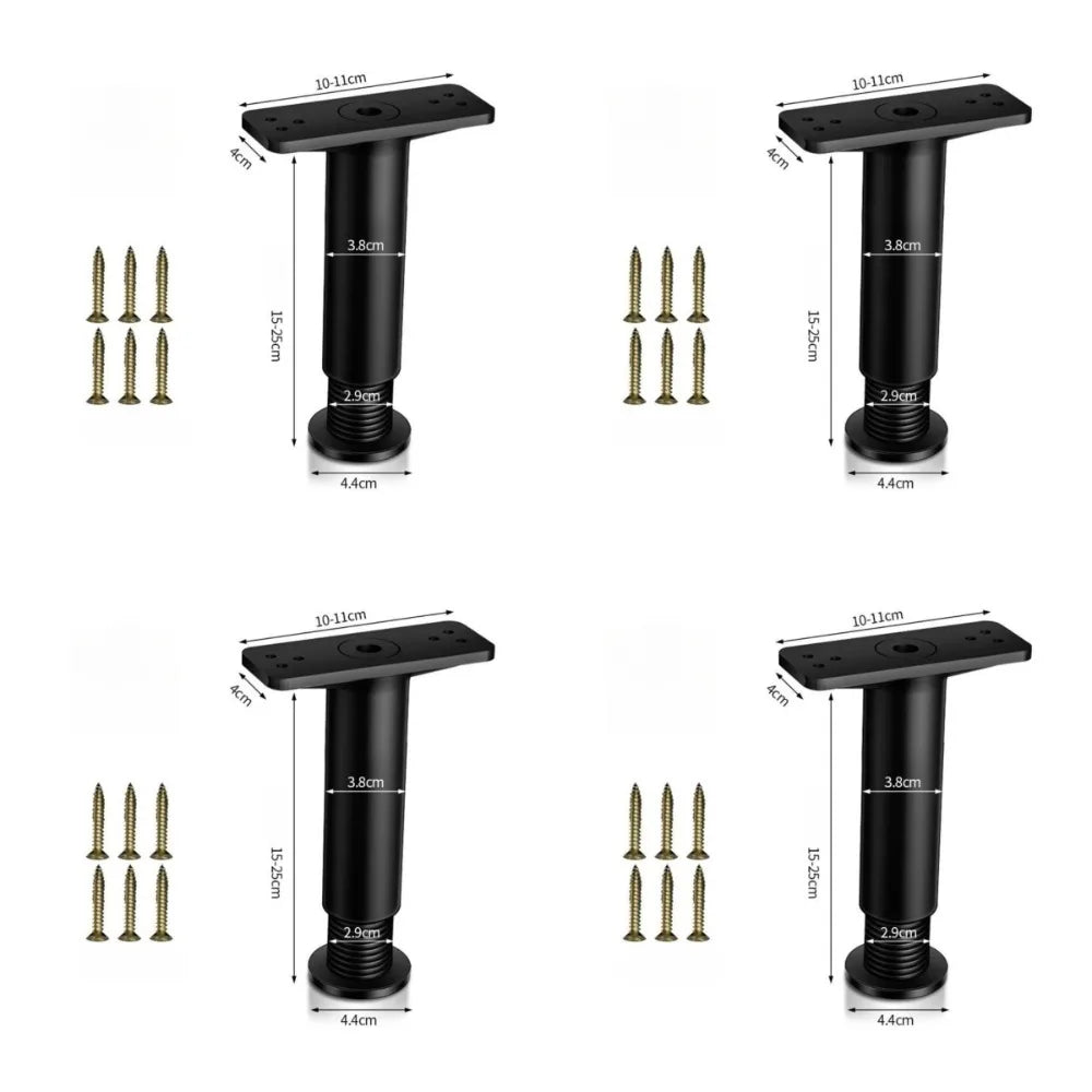 4 PCS Adjustable Height Bed Frame Center Support Legs Height from 5.9" to 9.84" with Wider Base Metal Feet Replacement