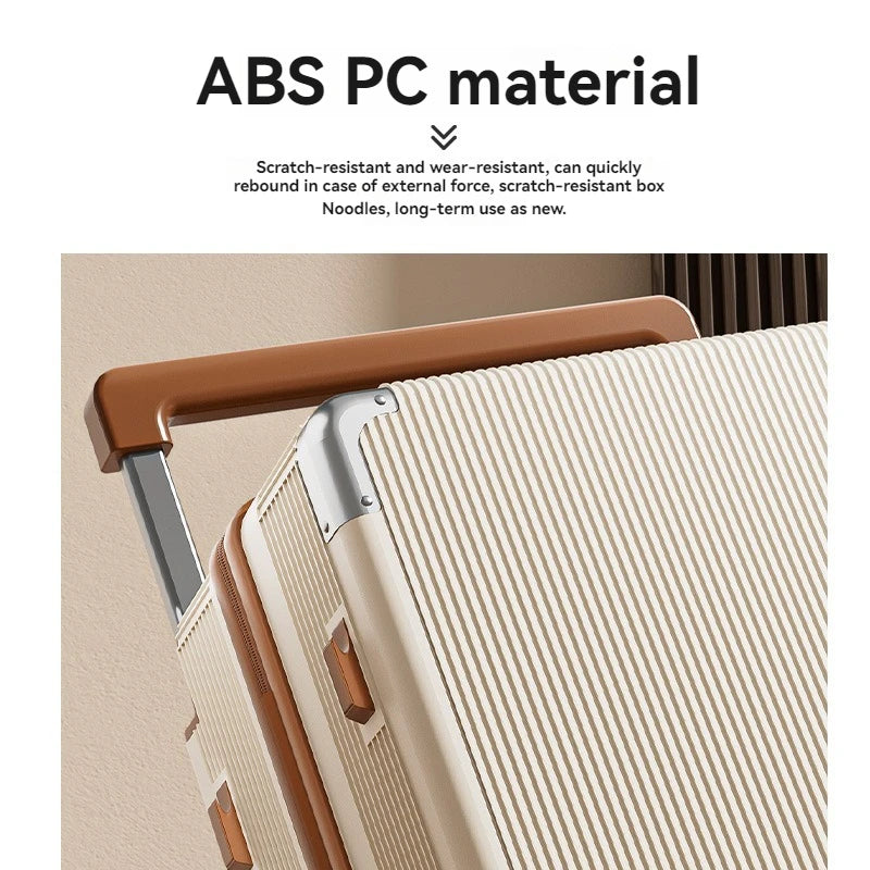 2025 new luggage with wide pull rod, shock-absorbing brake, large capacity travel case, 20 inch boarding case, password box