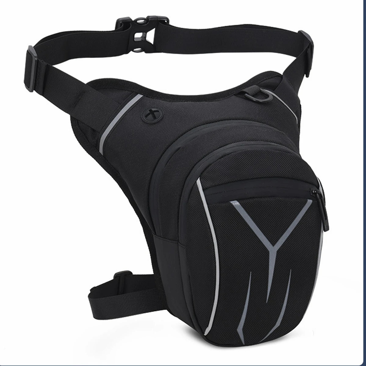 Men Motorcycle Leg Side Bag Multipocket Riding Belt Fanny Pack with Reflective Stripe Motorcycle Hip Waist Bag Casual Sports Bag