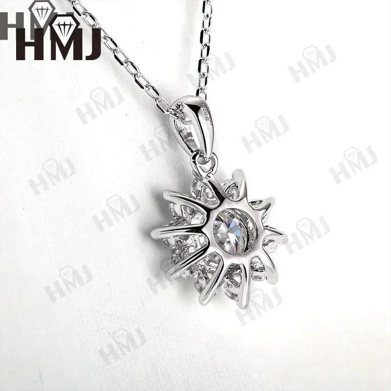 Real Moissanite Diamond 1CT Necklace for Woman Pendant 925 Sterling Silver Necklace for Women Chains Party Bridal Fine Jewelry