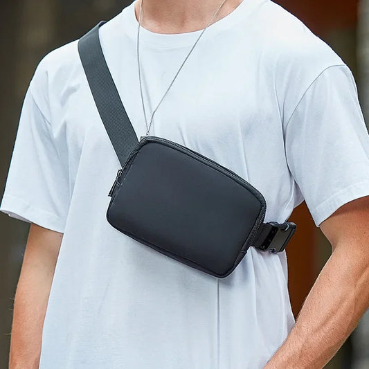 Men Chest Bag Small Fashion Male Shoulder Crossbody Bags Sling Phone Bag for Man 2025 Nylon Sports Student Body Rig Black Travel