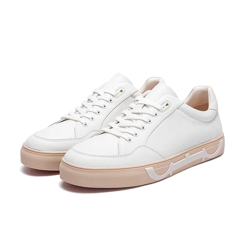 Men's shoes Black high-grade leather casual shoes flat bottom breathable comfortable board shoes coffee color 2025 new