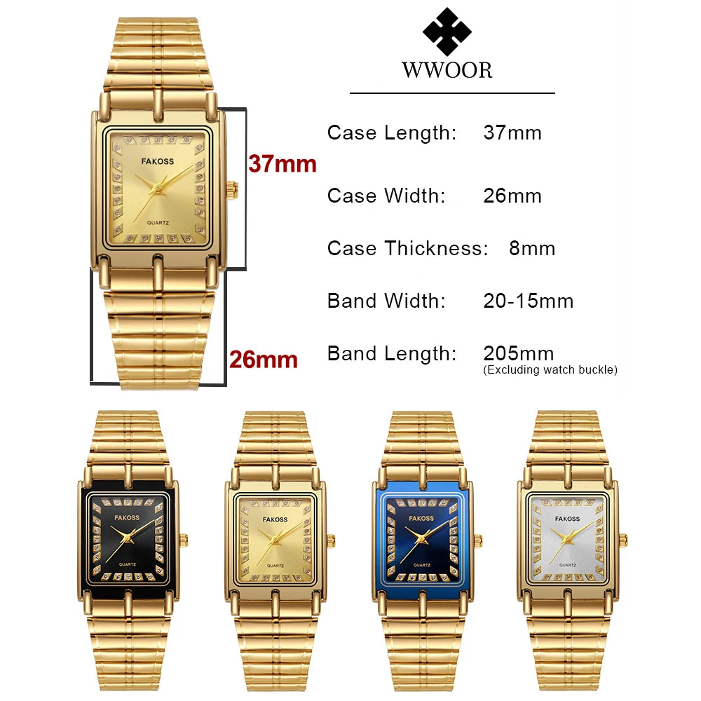 Men's Square Watches 2025 Top Brand Luxury Gold Male Stainless Steel Quartz Watch for Men Wrist Watch Relogio Masculino