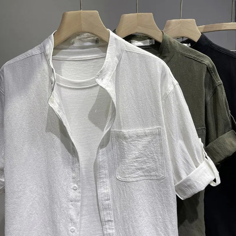 Men's Clothing Summer Linen Sun Protection Shirt Jacket Lightweight Breathable UV-Resistant Casual Outdoor Wear Fashionable