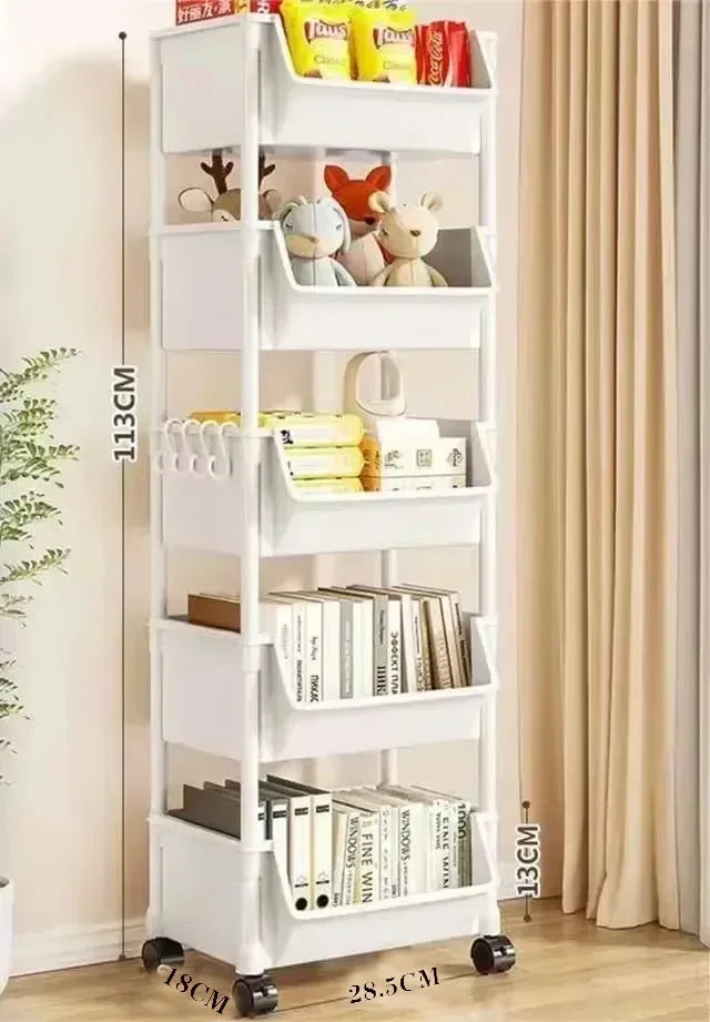 Trolley Bookshelf Kitchen Storage Rack Kitchen Corner Narrow Slit Storage Living Room  Cabinet Bathroom Home Organizer Gifts