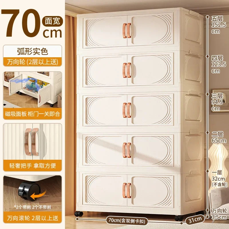 Household Wardrobe Clothes Cupboards Double Storage Cabinet Children Clothes Closet Snacks Living Room Plastic Shelves Bedroom