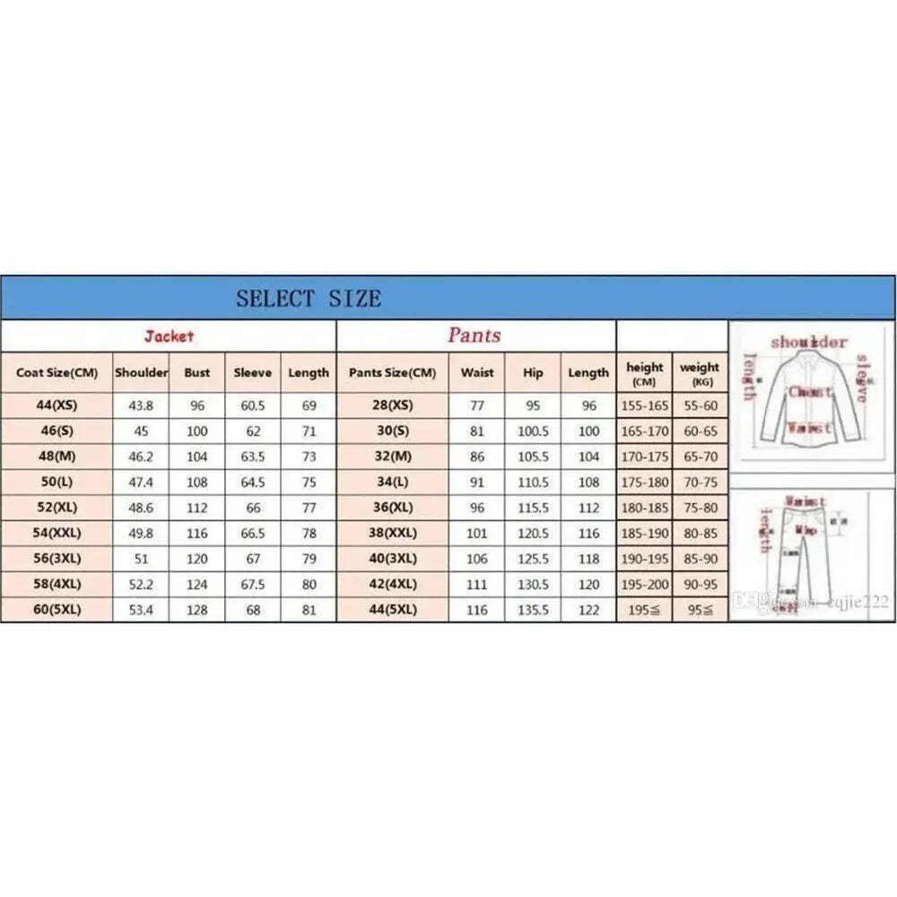 Men Plaid Suit Luxury Wedding Party Tuxedo 2 Pieces Jacket Pants Business Formal Occasion Male Clothing