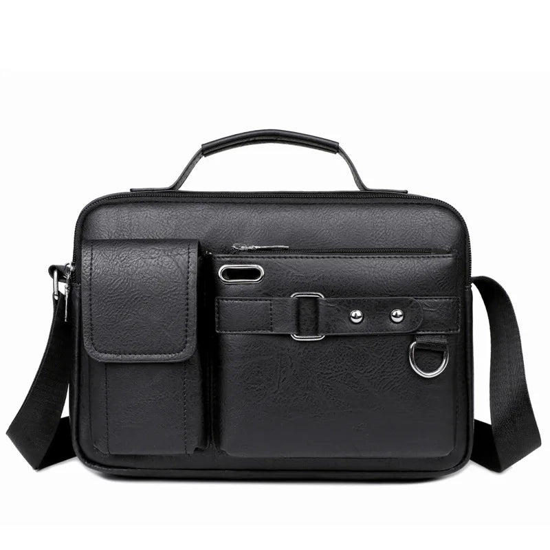 Large Capacity Men's Bag Multiple Pockets Business Shoulder Bag Message Bag Multi Functional Handbag For Men Commuting