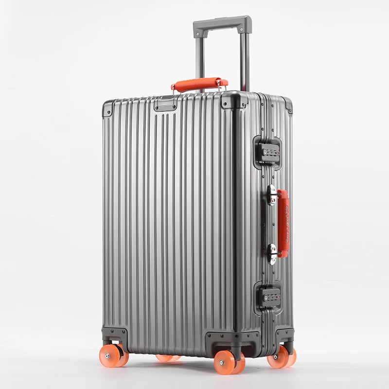 All-Aluminum Magnesium Alloy Suitcase Large-Capacity Password Luggage Infused Transparent Rolling Wheel Business Trolley Case