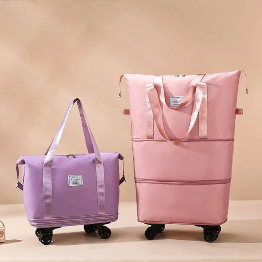 Large Capacity Travel Trolley Luggage Storage Bag With Wheels Waterproof Pulley Portable Collapsible Expandable Fashion Clothes