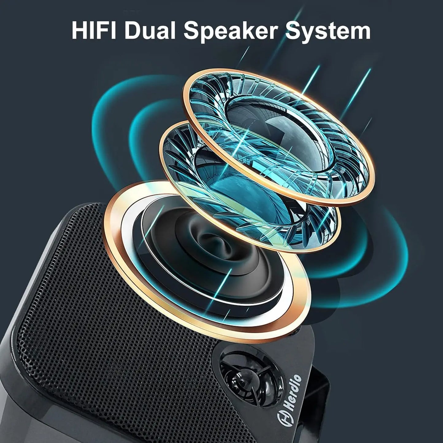 Herdio 4'' 100W Heavy Duty Waterproof Boat Marine Bluetooth Speakers Surface Mounted For Camper Skid Steer ATV UTV RZR Golf Cart