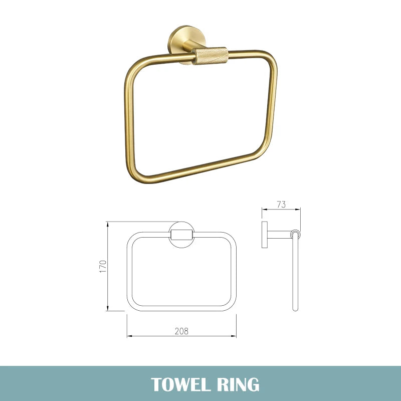 Bathroom Accessories Towel Ring Bar Hanger Cloth Robe Hook Toilet Tissue WC Paper Holder Bathroom Hardware Kit Brushed Gold
