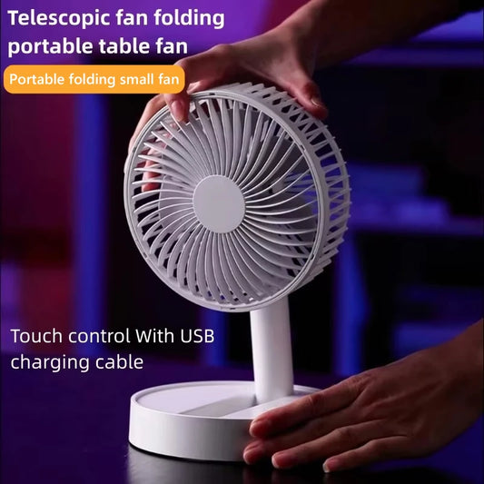 Electric Fan Portable Mini Desktop USB Folding Fan with 4 Speeds and Timing Function for Bedroom Office Indoor or Outdoor Use