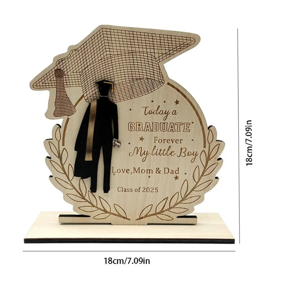Desktop Decor Wooden Graduation Ornament Rustic Durable Home Decoration Ornament Handmade Creative Graduation Gift Festival