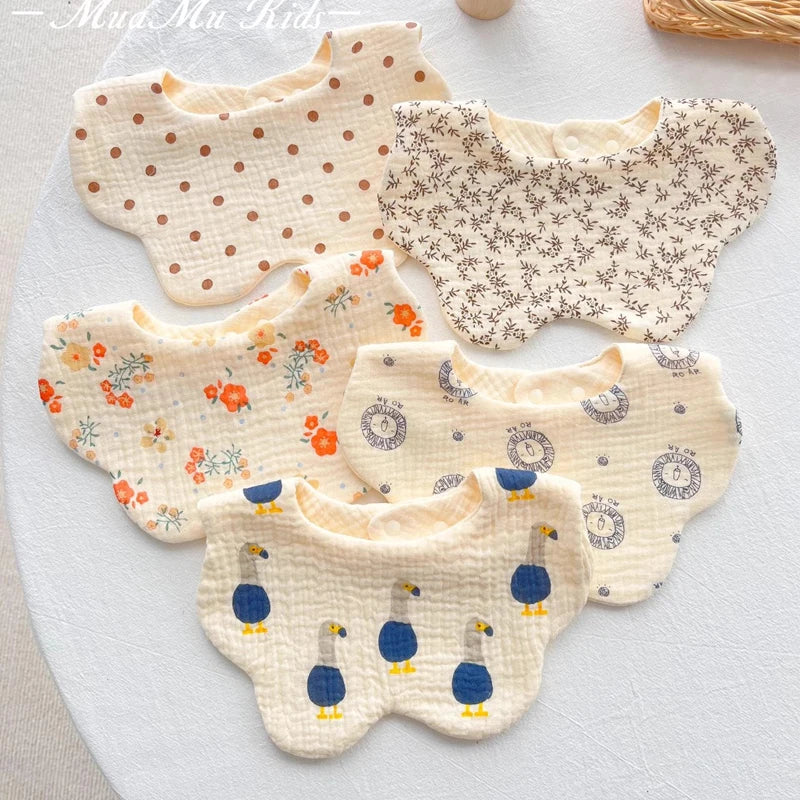 Baby Bibs Cotton Boys and Girls Bib Cute Print Newborn Burp Cloths Waterproof Infants Mesh Bibs Baby Feeding Accessories