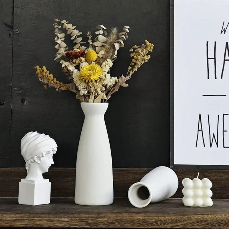 Bohemian-style Home Decor Vases, Ceramic Set of Three, Ideal for Living Room, Bookshelf and Dining Table Decorations