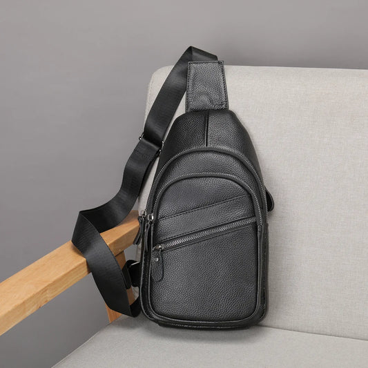 Men bag handbag 100% Cowhide Leather Shoulder Bags Fashion Messenger Bag Crossbody Bags chest bag for men black luxury bag