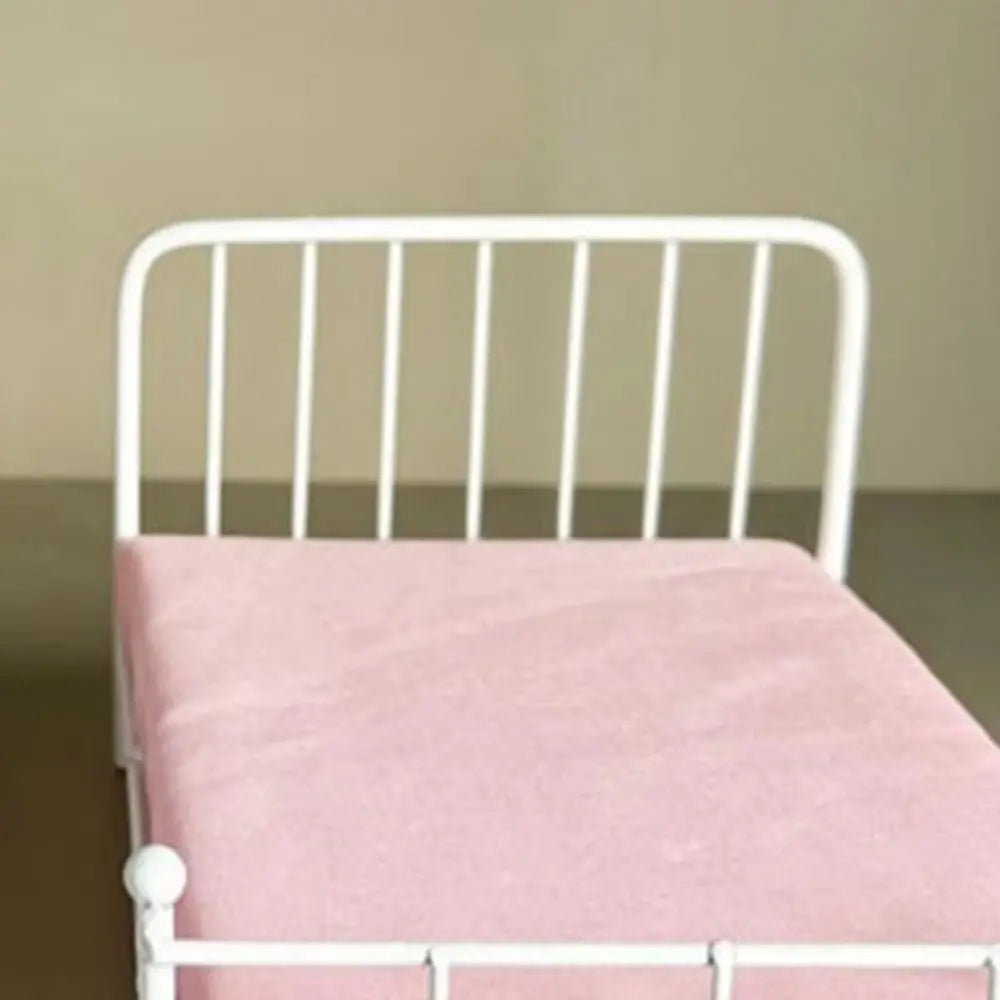 1:12 Scale Dollhouse Bed Iron Frame With Mattress Doll Bed Furniture Bedroom Scene Single Bed Mini Bed Model