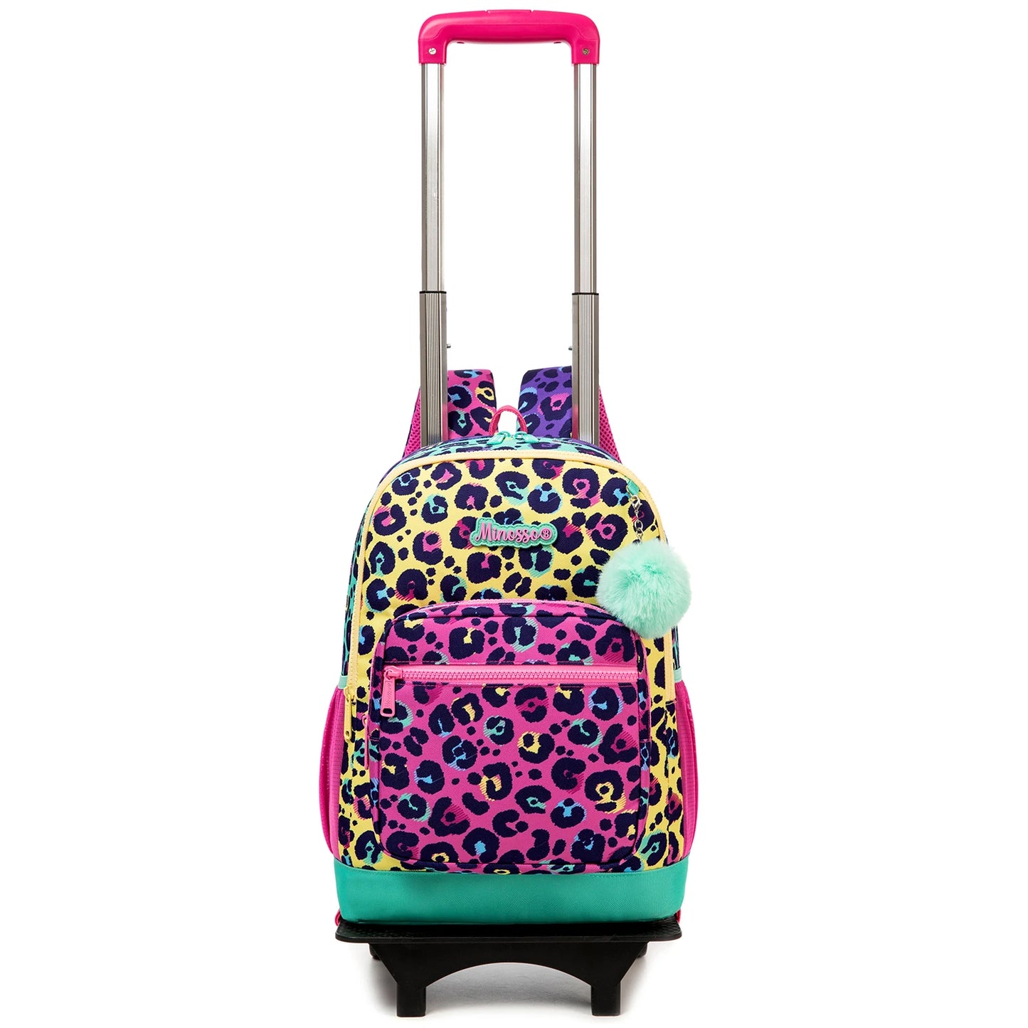 Cute Rolling Backpack for Girls Trolley School Bags Girls Backpacks with Wheels Kids Carry-on Travel Luggage Pink