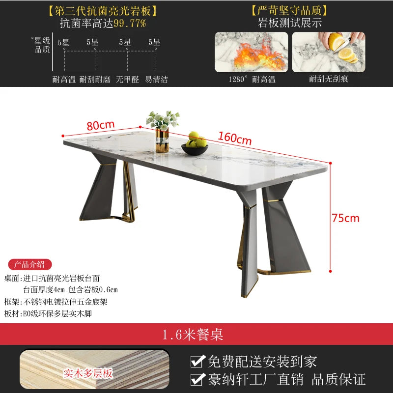 Modern Living Dining Table Luxury Italy Rectangle Waterproof 8 People Dining Table Legs Metal Moveis Para Casa Home Accessories
