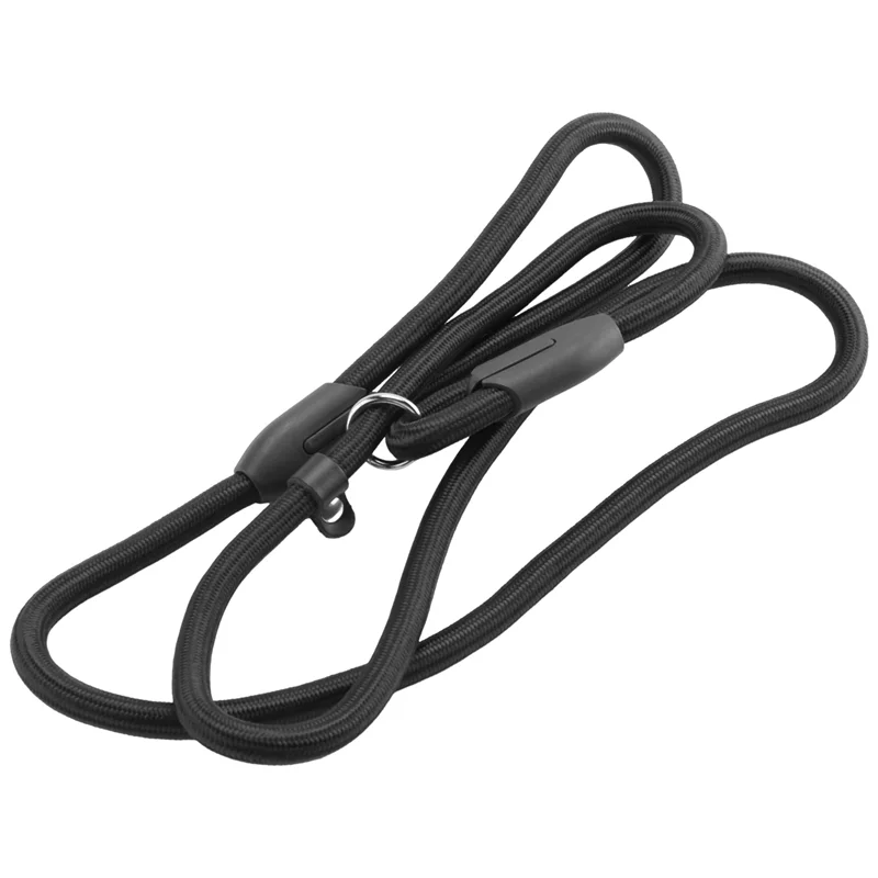 AA81-2X Sturdy Pet Collar Rope Nylon Dog Slip Training Walking Lead With P Chain 1Cm Black