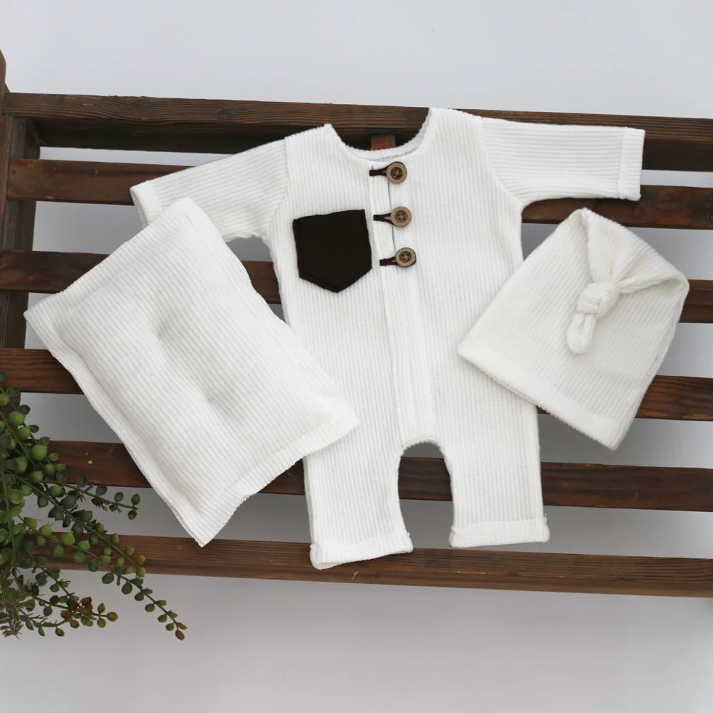 Newborn Photography Props Cloth Hat Pillow Baby Boy Girl Romper Bodysuits Outfit Shooting Photo Props Clothing Accessories