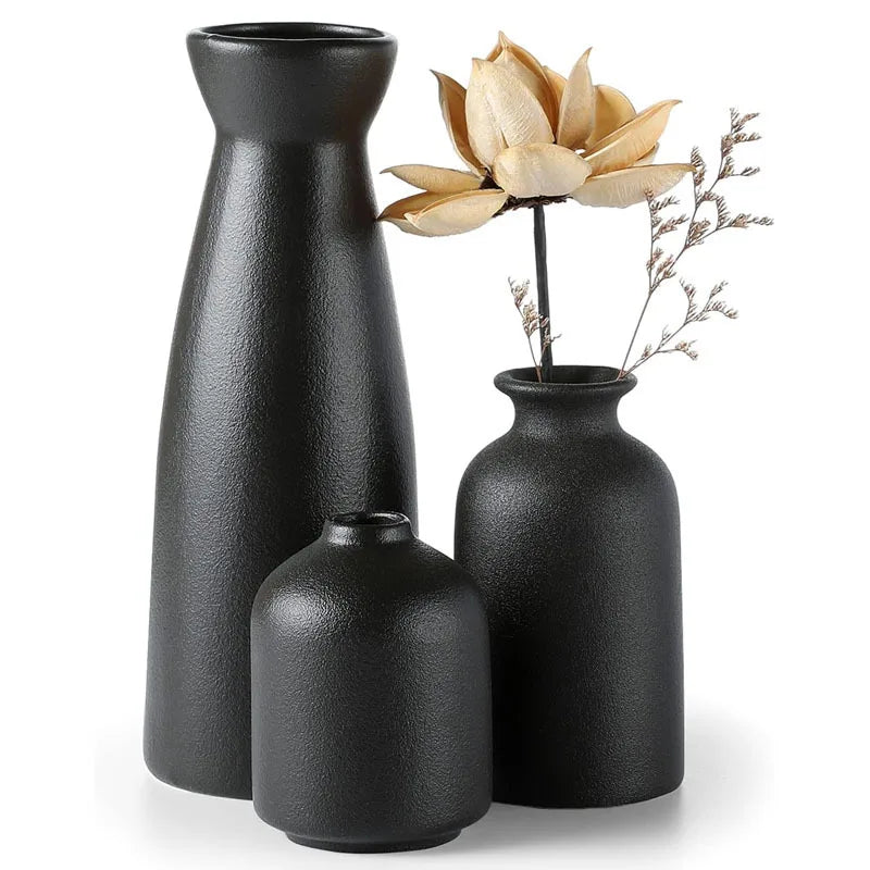 Set of 3 Ceramic Vases for Country Home Decor, Modern Farmhouse Decor, Living Room Decor, Bookshelf Decor, Table Decor Vases