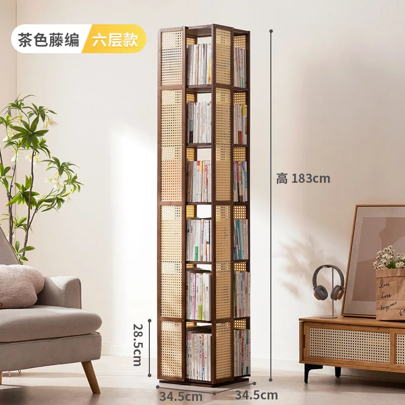 360 Degree Rotating Bookshelf for Living Room Bedroom Children's Picture Books Storage Rack Simple Home Decor Student Bookcase