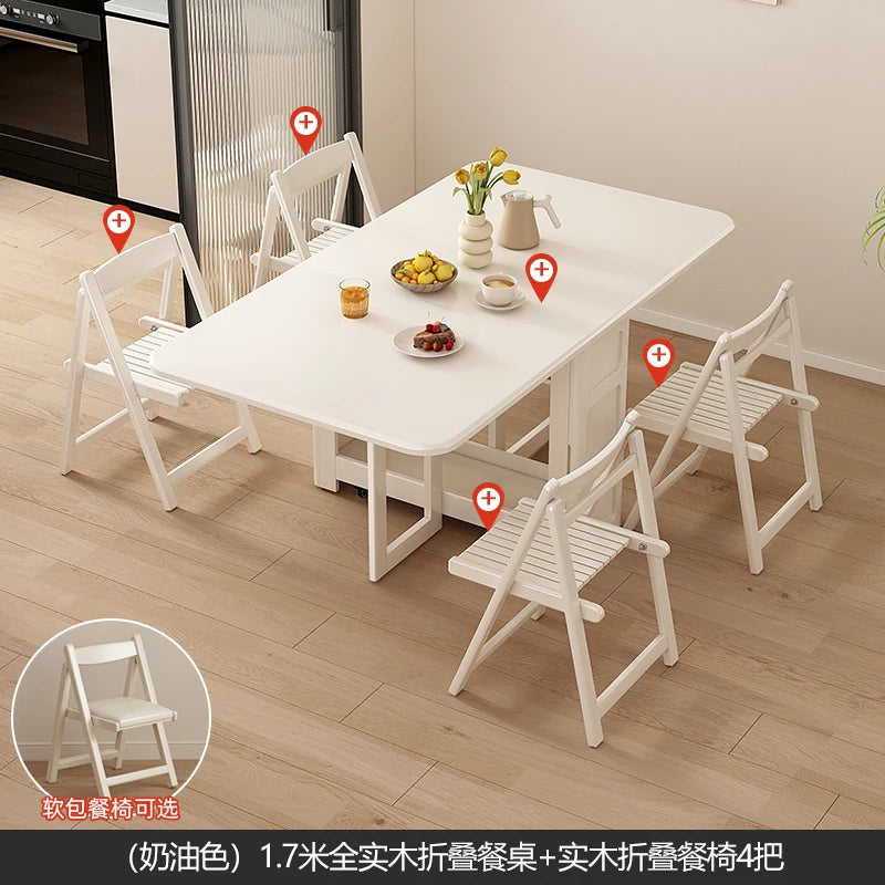 Folding Dining Table Set 6 Vintage Rattan Dining Table Set Modern Luxury Nordic Mesas Pegables Portatil Dining Room Furniture
