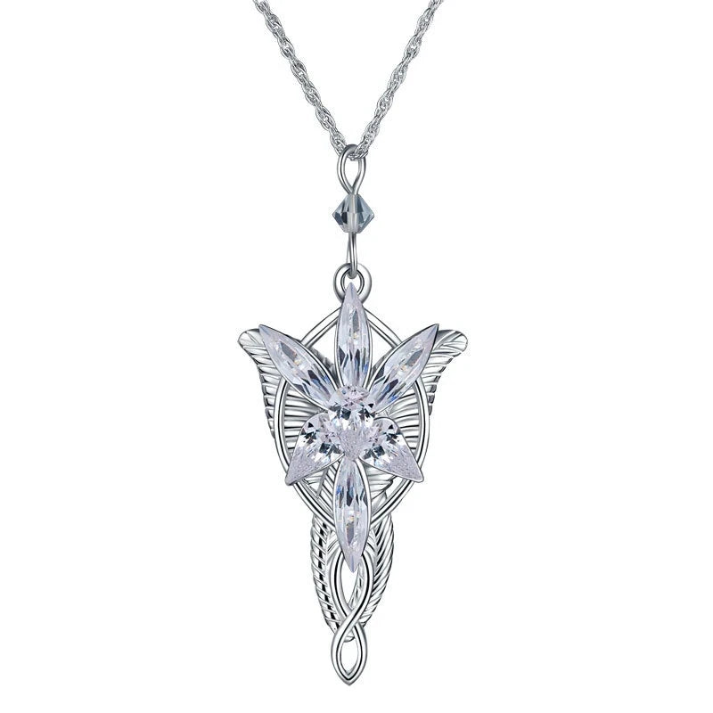 2023 Women's Wedding Jewelry Center Pendant S925 Sterling Silver Pendant for Women Chain Princess Arwen Crystal High-End Gifts
