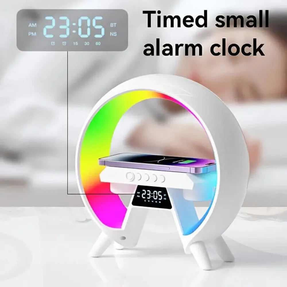 LED Lamp Smart G Bluetooth Speaker Wireless Charger RGB Alarm Clock Night Light~