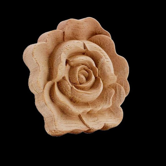 ABYN-Wooden Carved Onlay Appliques Rose Wood Carving Decal Unpainted Furniture Bed Door Cabinet Decor