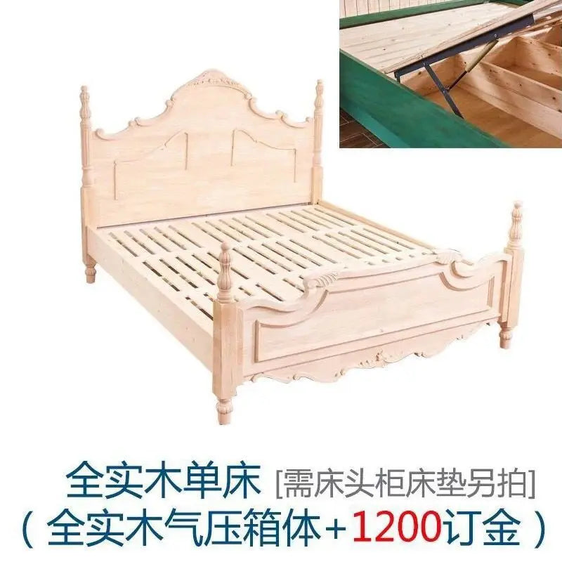 OD59 Mediterranean style pure solid wood bed American double pastoral master bedroom bed 1.5m European furniture 1.8m double